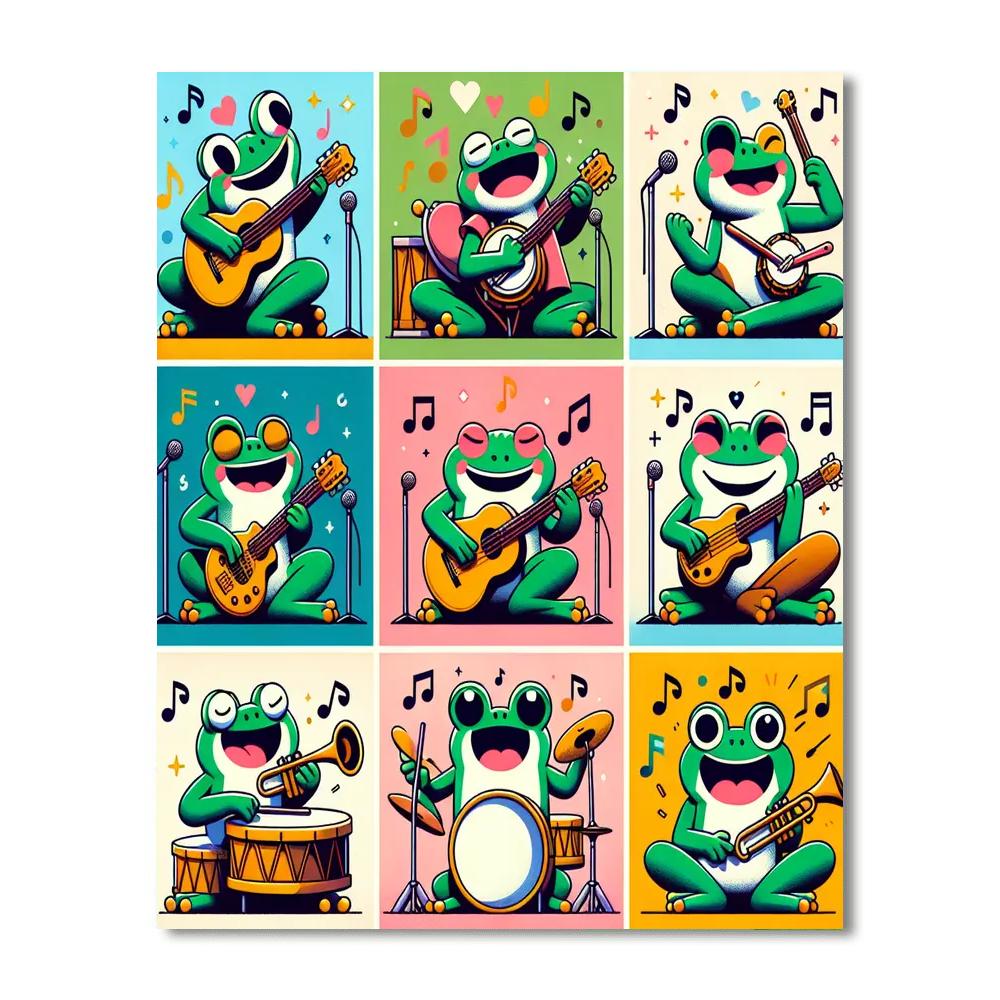 Musical Frogs Ensemble DIY Paint By Numbers