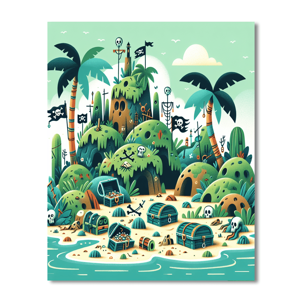 Fantasy Pirate Island Number Painting