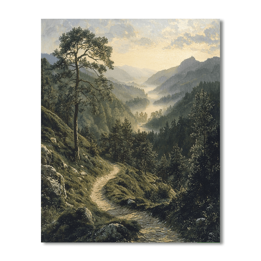 Caspar David Friedrich Inspired Mystical Forest Pathways  Paint By Numbers Kits