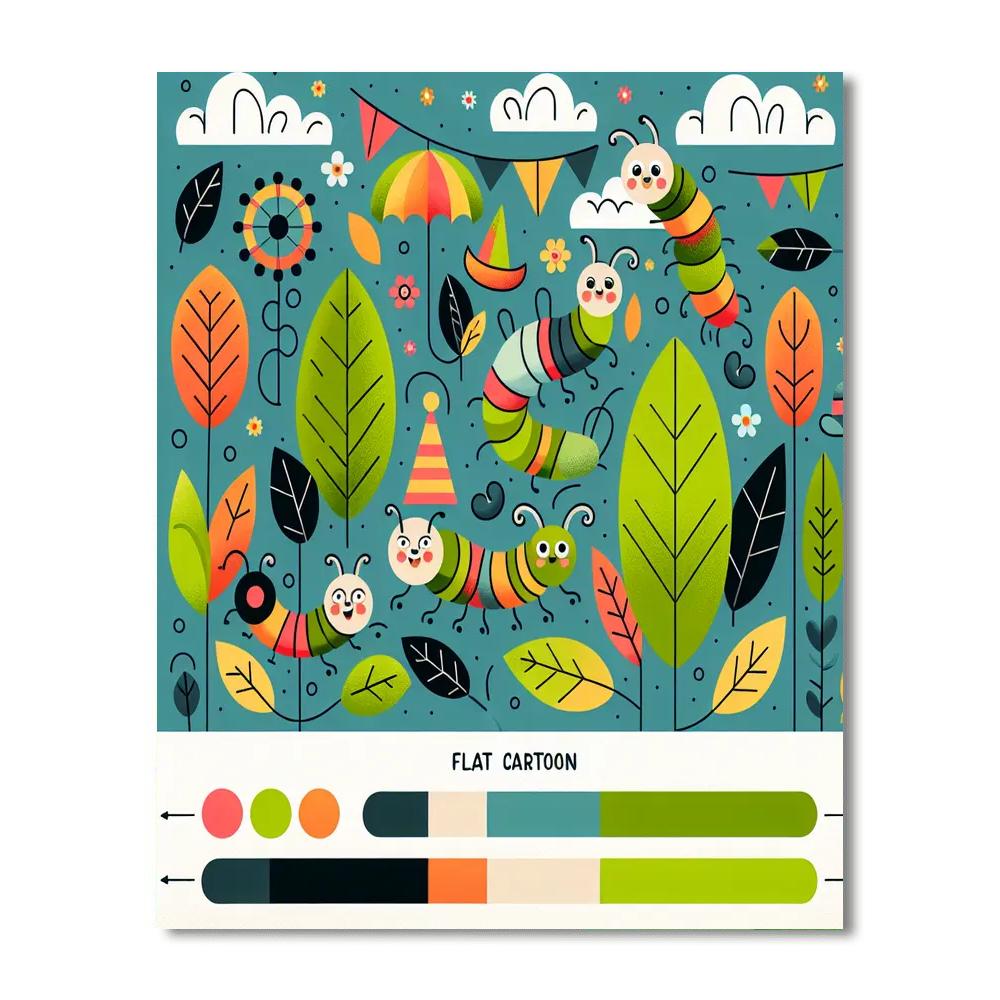 Colorful Caterpillar Carnival Painting By Numbers Kit