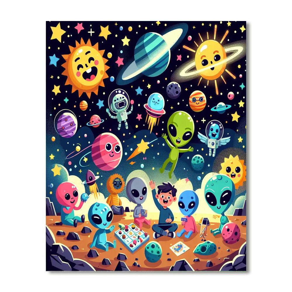 Colorful Outer Space Paint By Numbers Art