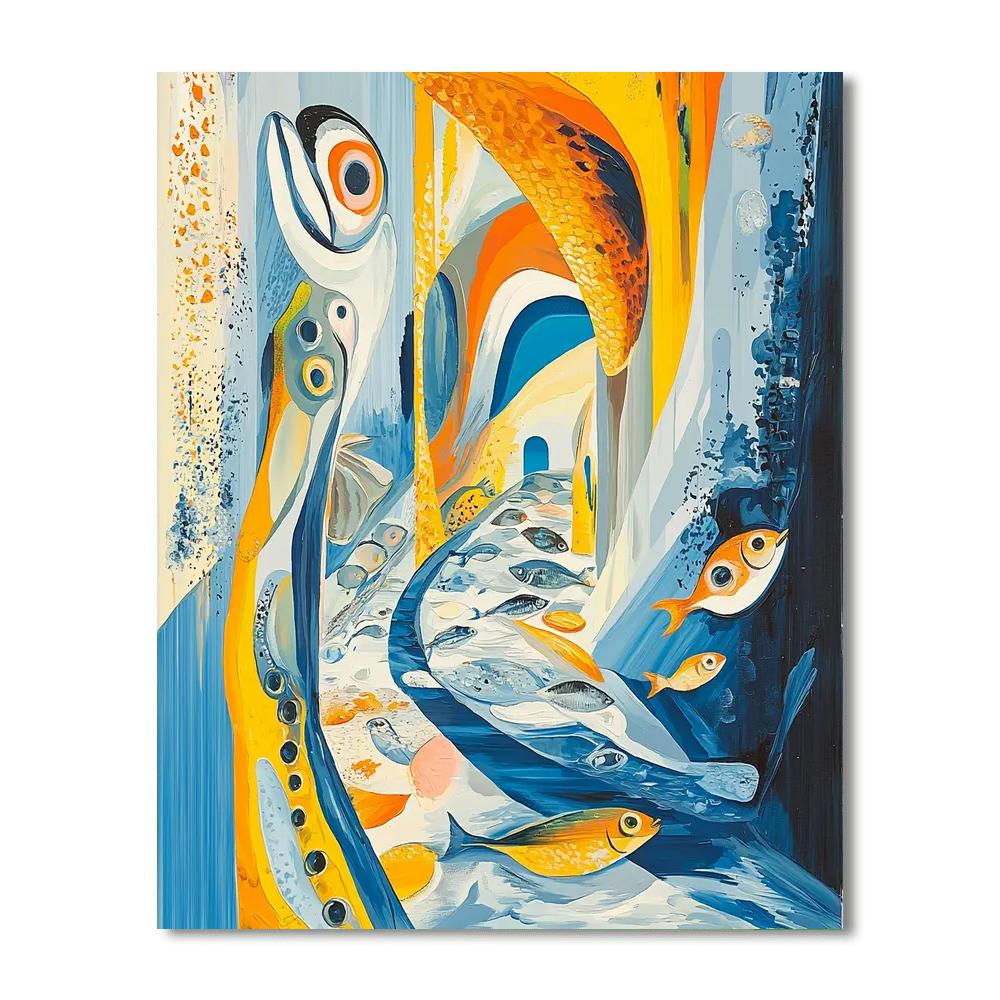 Salvador Dali Inspired The Surreal Fish Market  Paint By Numbers Kits