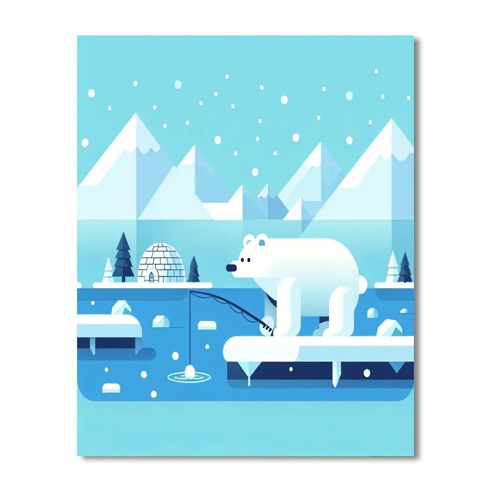 Polar Bear Ice Fishing Paint By Color