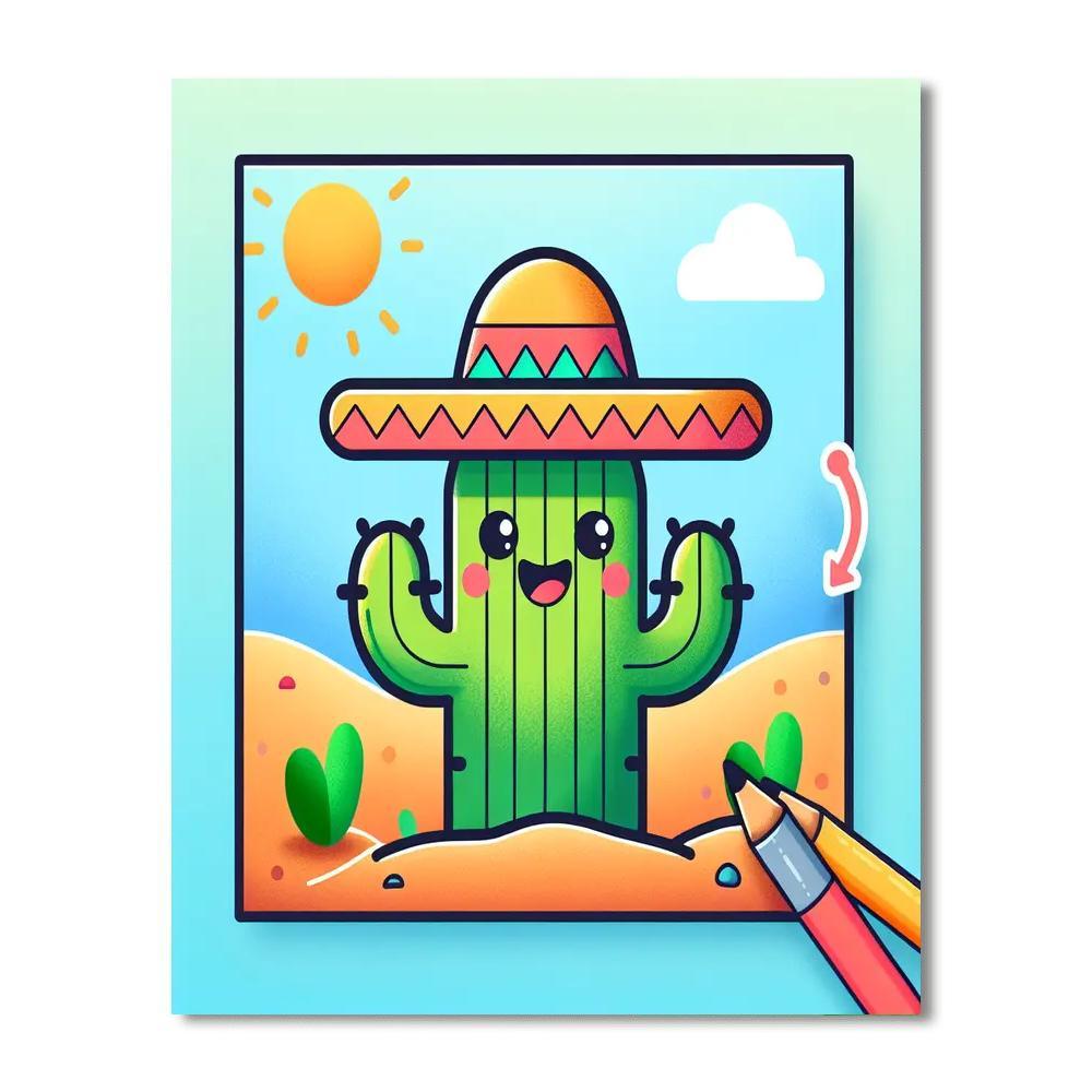 Colorful Cactus Paint By Number