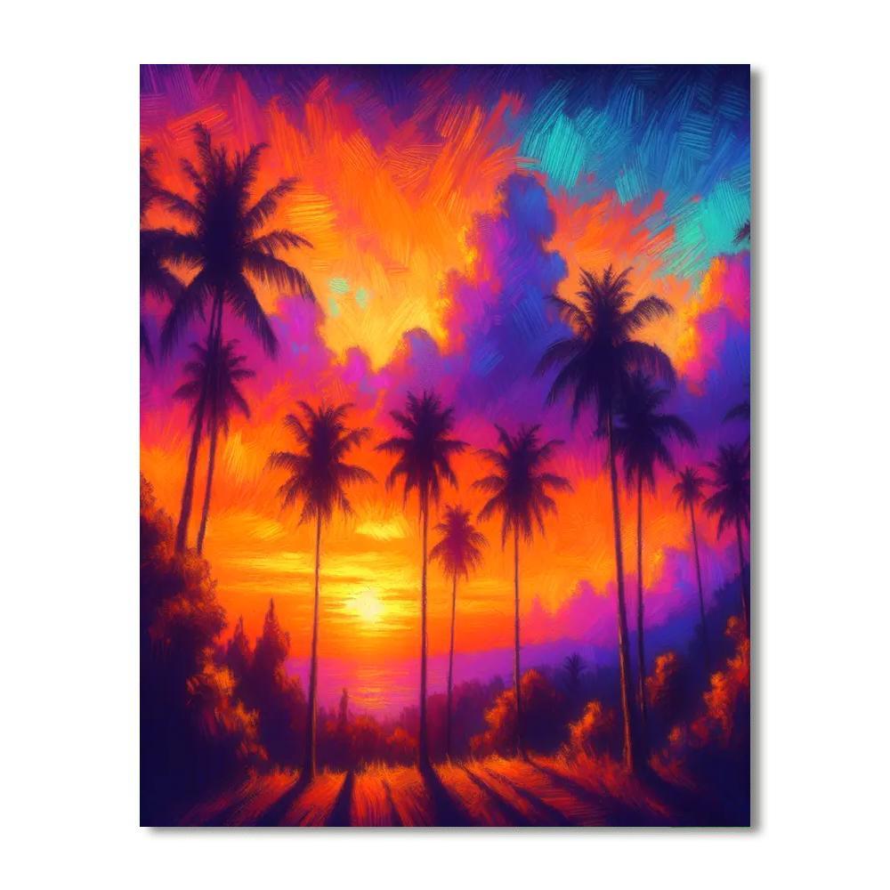 Tropical Sunset Fantasy Paint By Color