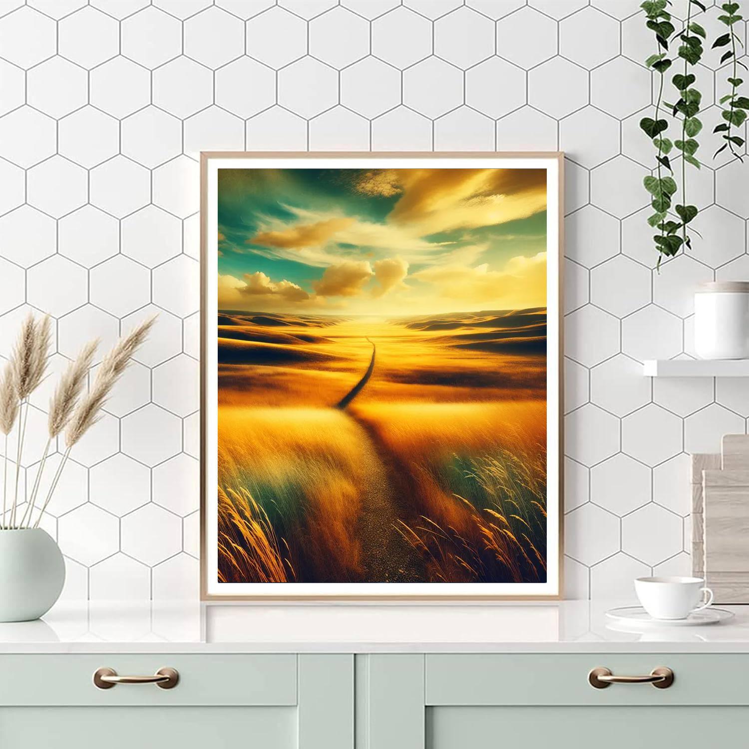 Golden Prairie Path Paint By Numbers Art
