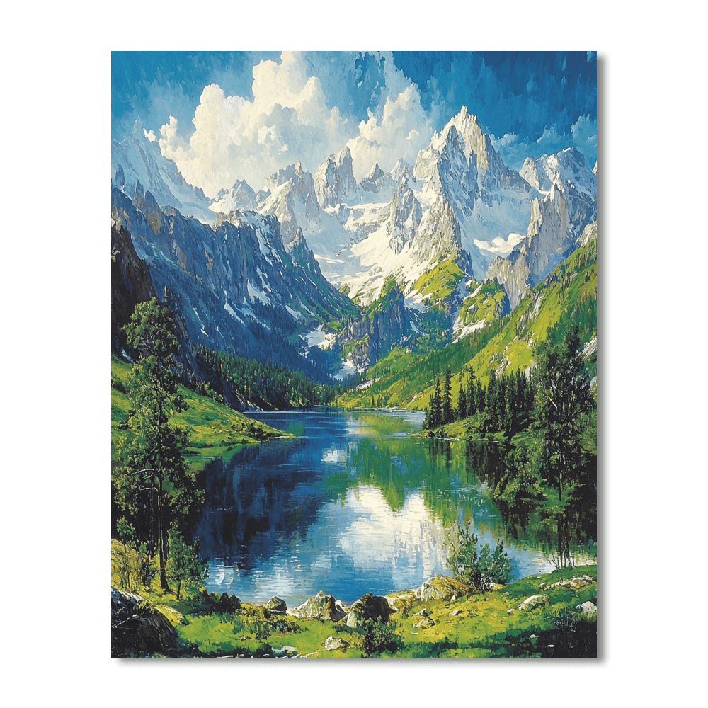 Albert Bierstadt Inspired Tranquil Mountain Retreat  Numbered Painting Kits