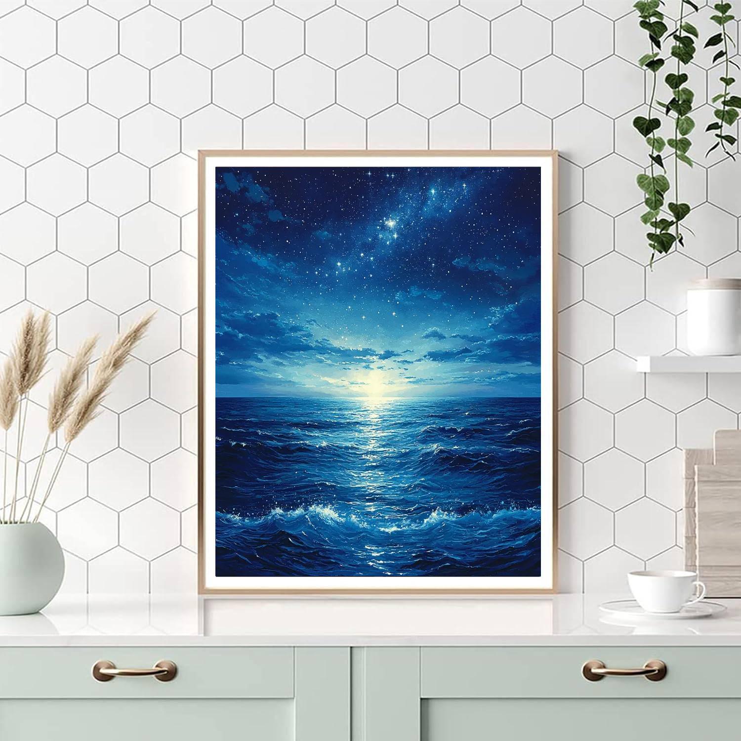 Utagawa Hiroshige Inspired Celestial Ocean Calm  Paint By Numbers Art