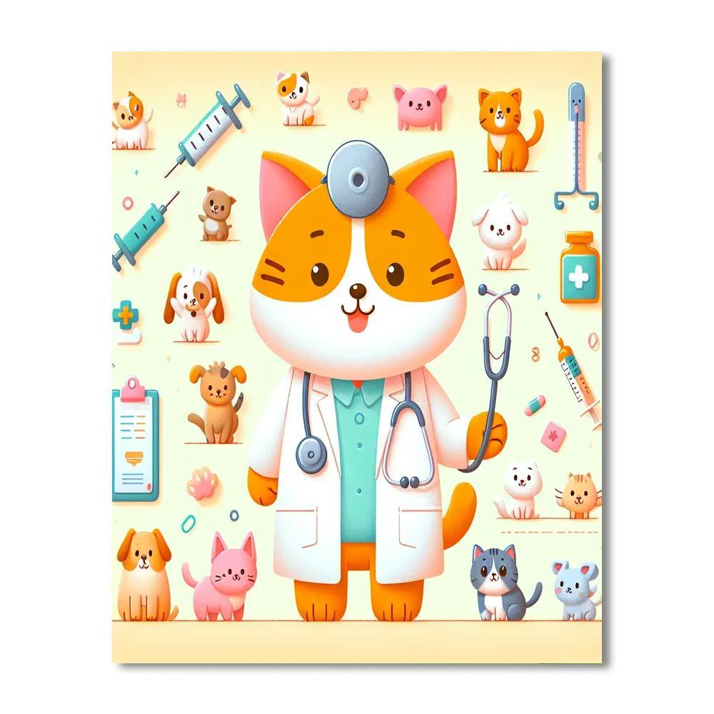 Caring Vet Cat Number Painting