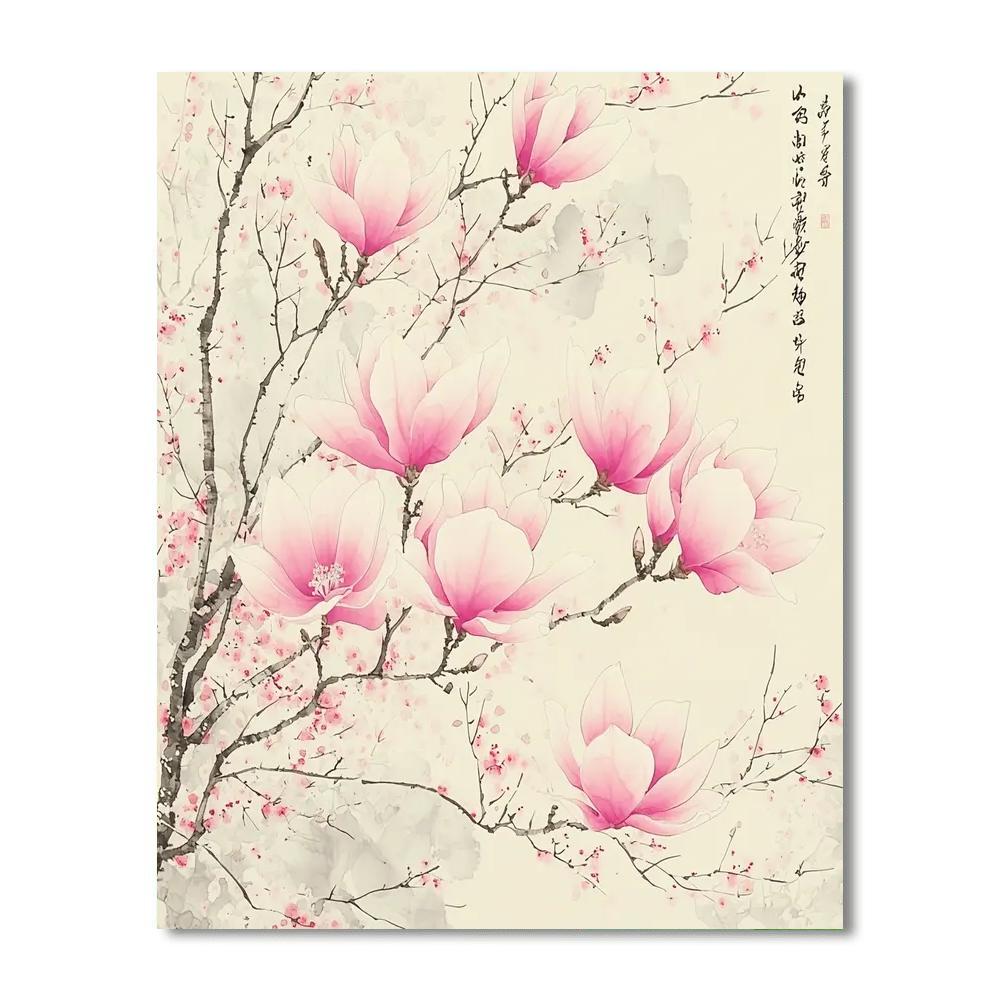 Zhao Mengfu Inspired Blossom In Ink  Painting By Numbers Kit