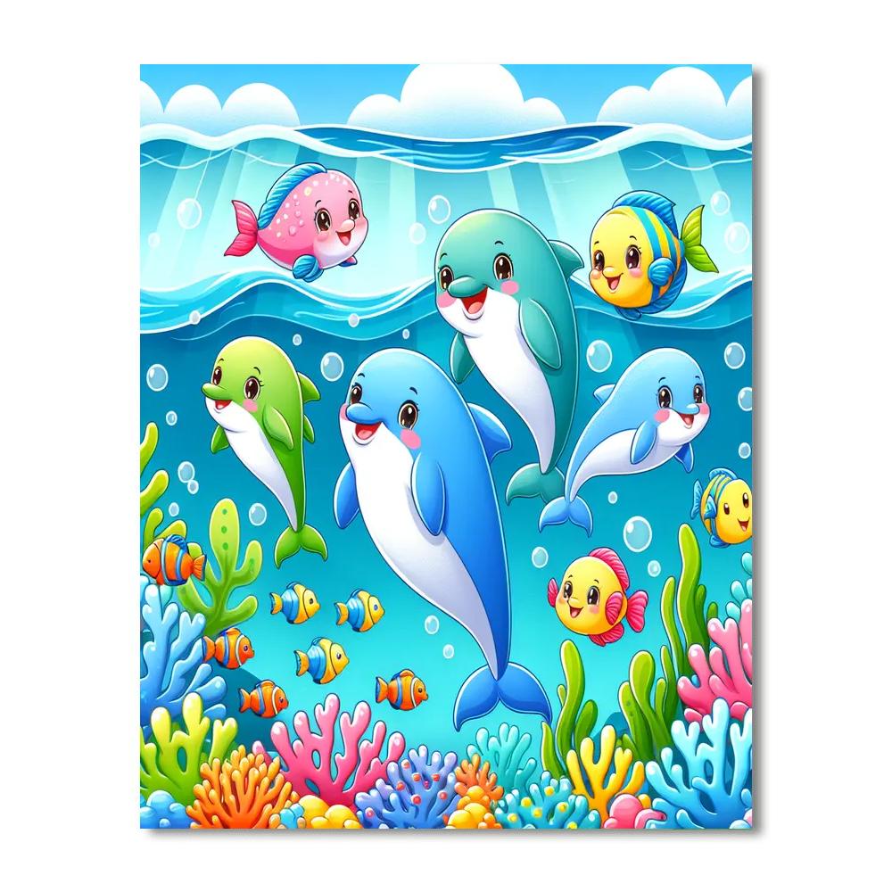 Bright Ocean Friends Paint By Numbers Art