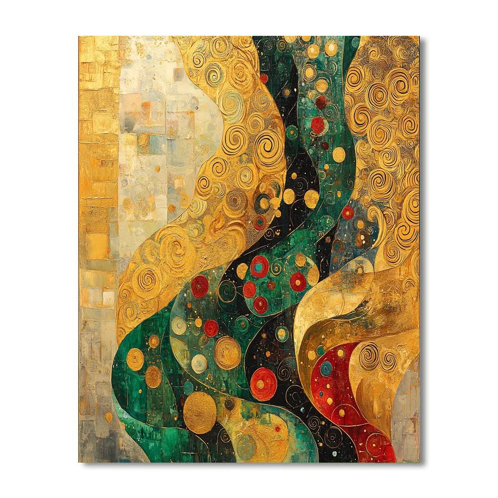 Gustav Klimt Inspired Golden Tapestry Of Time  Number Painting