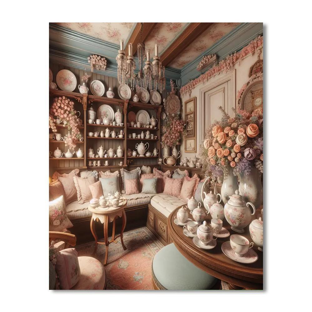 Charming Tea Room Scene Painting By Numbers Kit