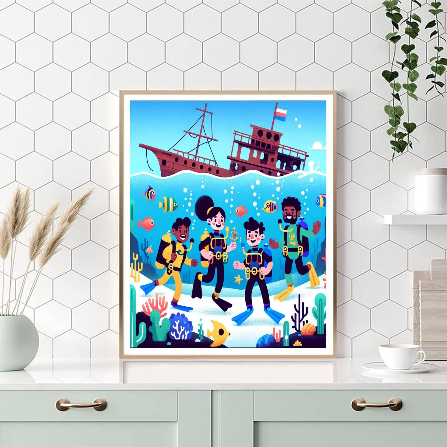 Underwater Treasure Dive DIY Paint By Numbers