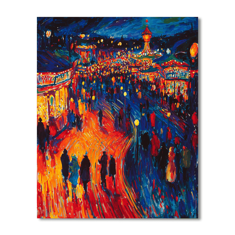 Ernst Ludwig Kirchner Inspired Expressionist Night Carnival  Paint By Number