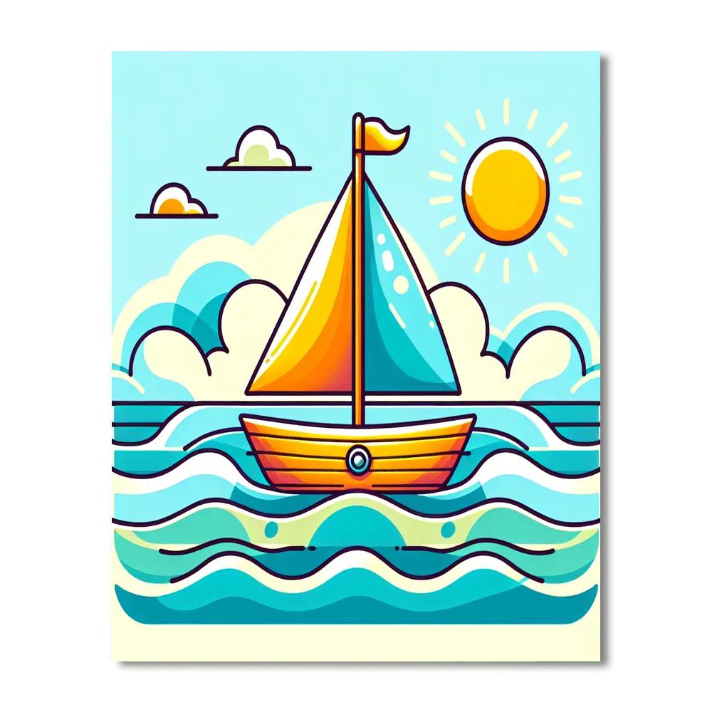 Seaside Sailboat Paint By Numbers Art