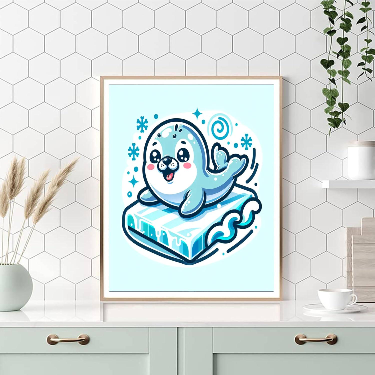 Playful Baby Seal Numbered Painting Kits