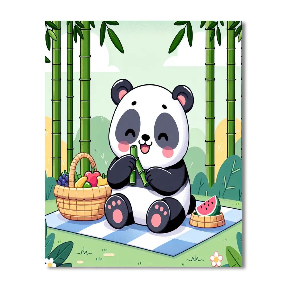 Cheerful Panda Picnic Number Painting