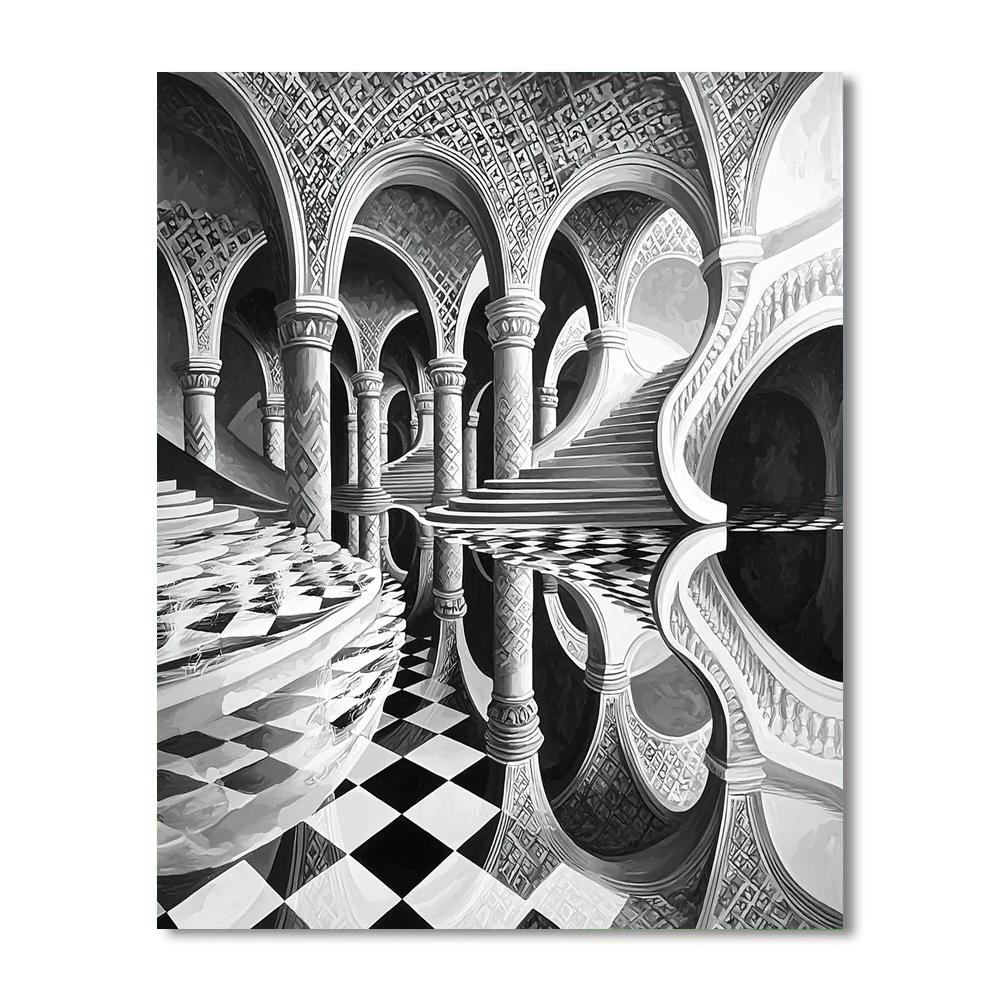 M.C. Escher Inspired Reflections Of Geometry  Paint By Numbers