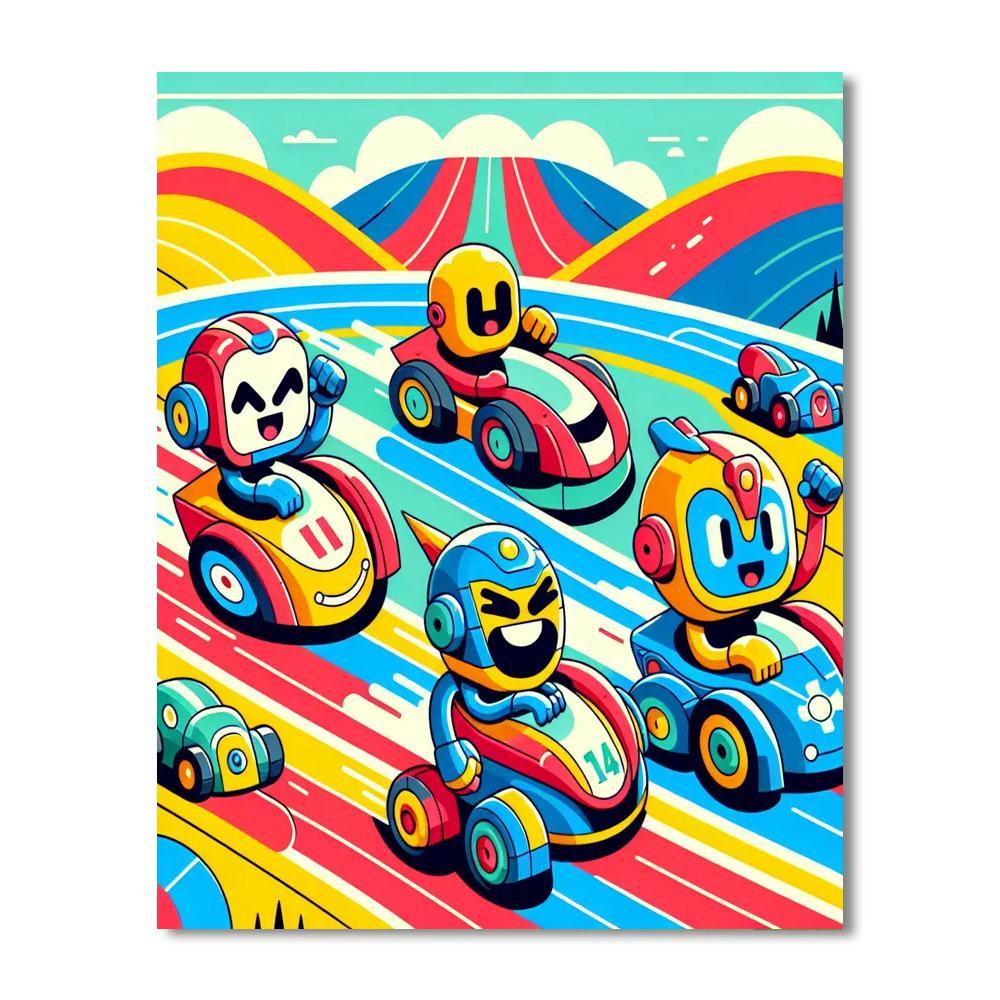 Adventurous Robot Racers Paint By Numbers Kits