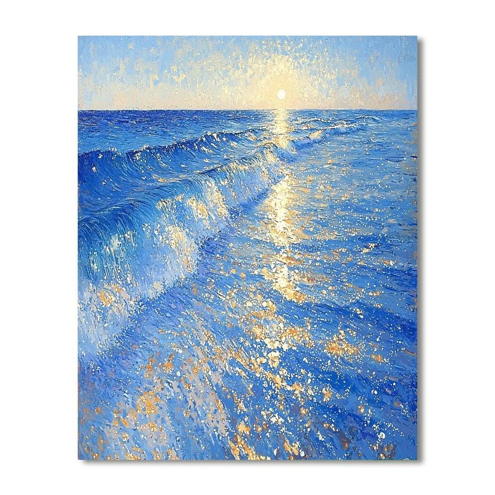 Georges Seurat Inspired Ethereal Tidal Waves  Number Painting