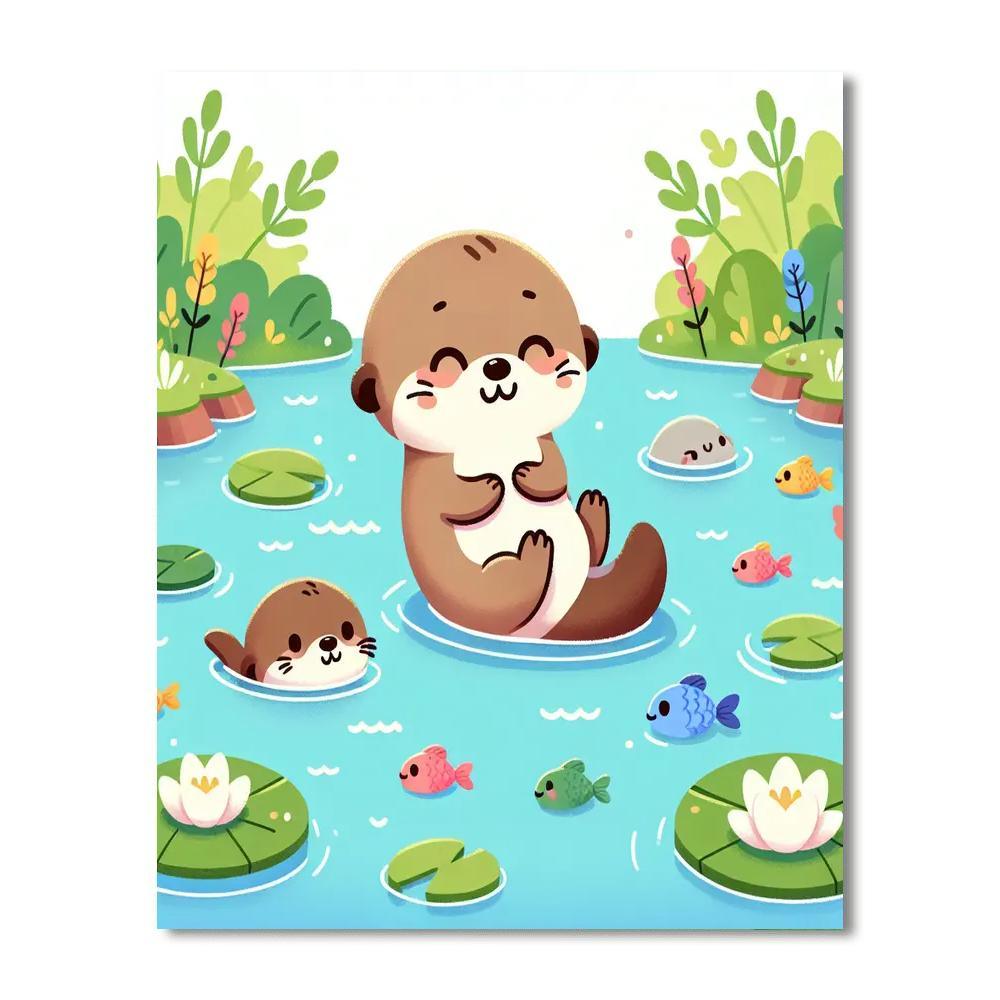 Adorable Otters Paint By Numbers Art