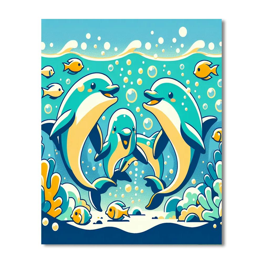 Delightful Dolphin Dive Numbered Painting Kits