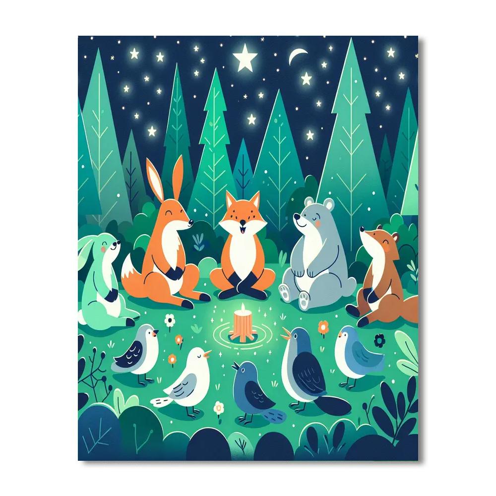 Starlit Forest Gathering Paint By Color