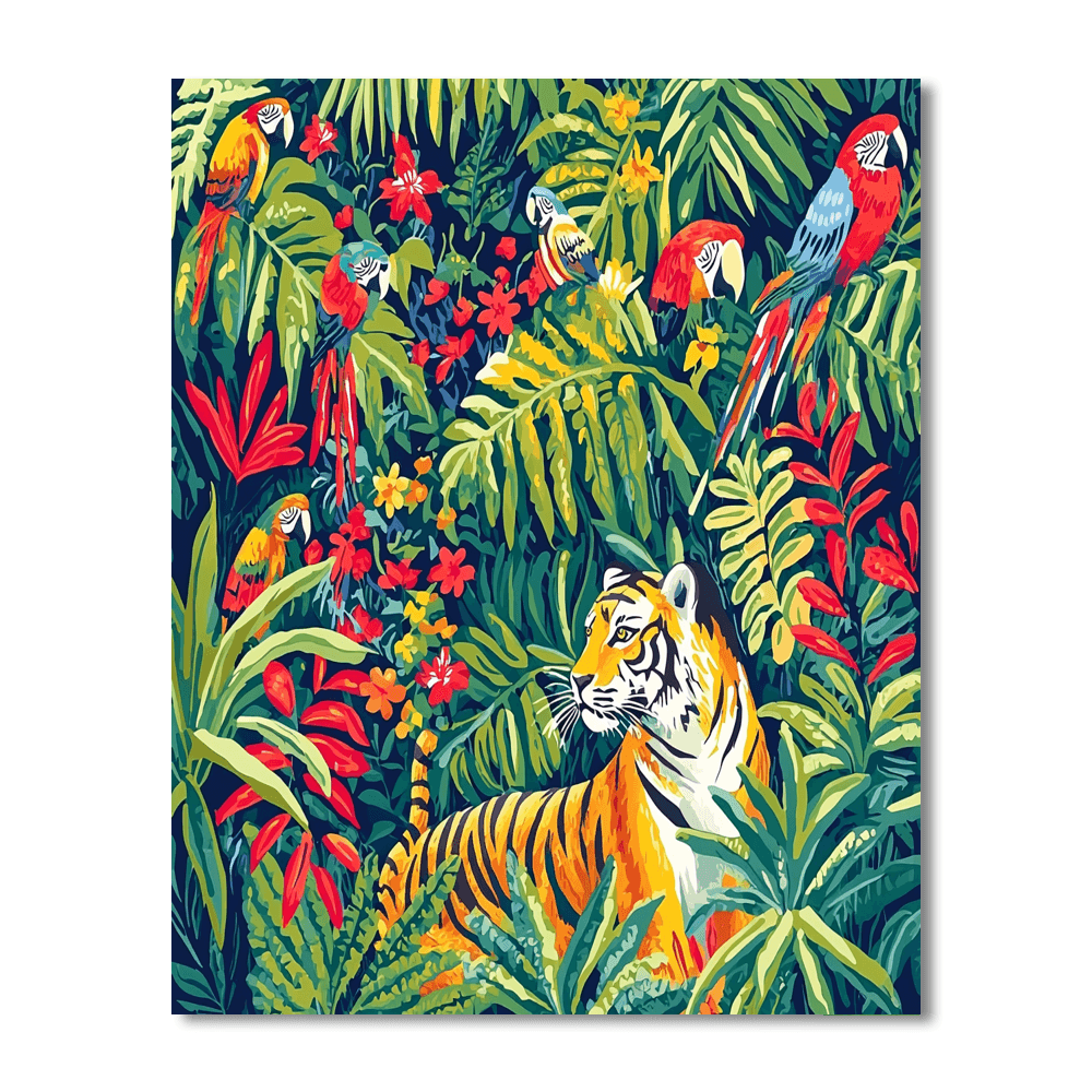Henri Rousseau Inspired Colorful Creatures Of The Jungle  Numbered Painting Kits