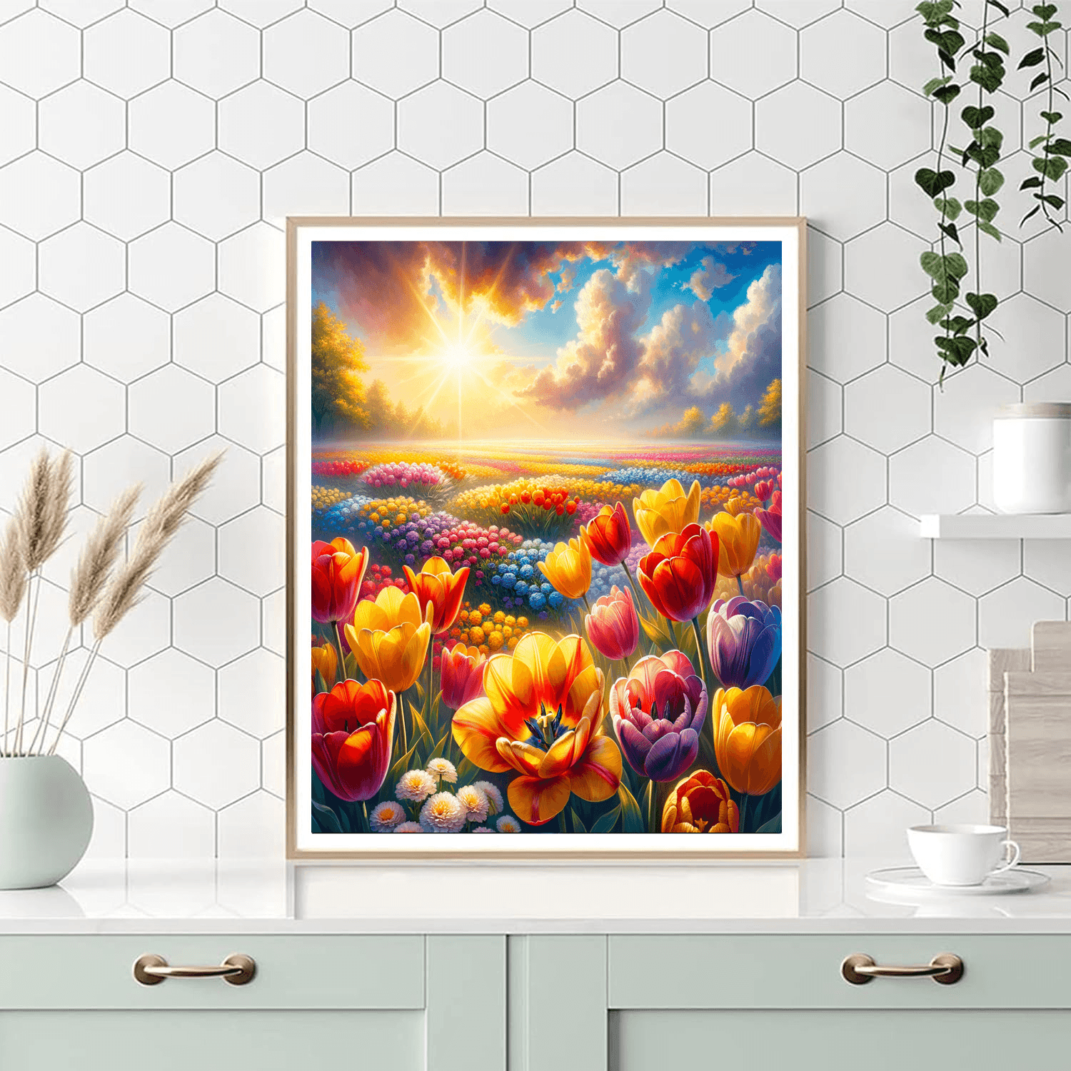 Bright And Breezy Tulip Field Numbered Painting Kits