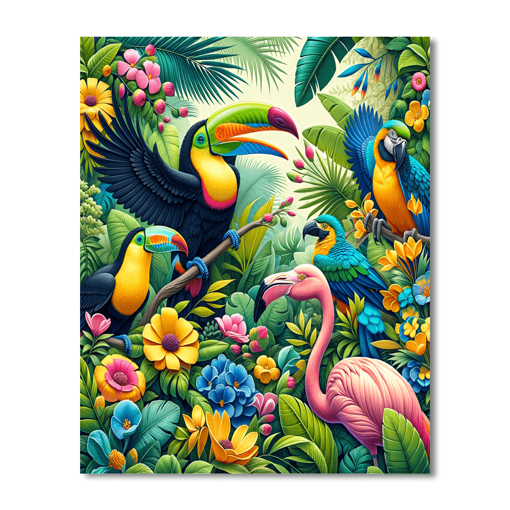 Vivid Tropical Birds Numbered Painting Kits