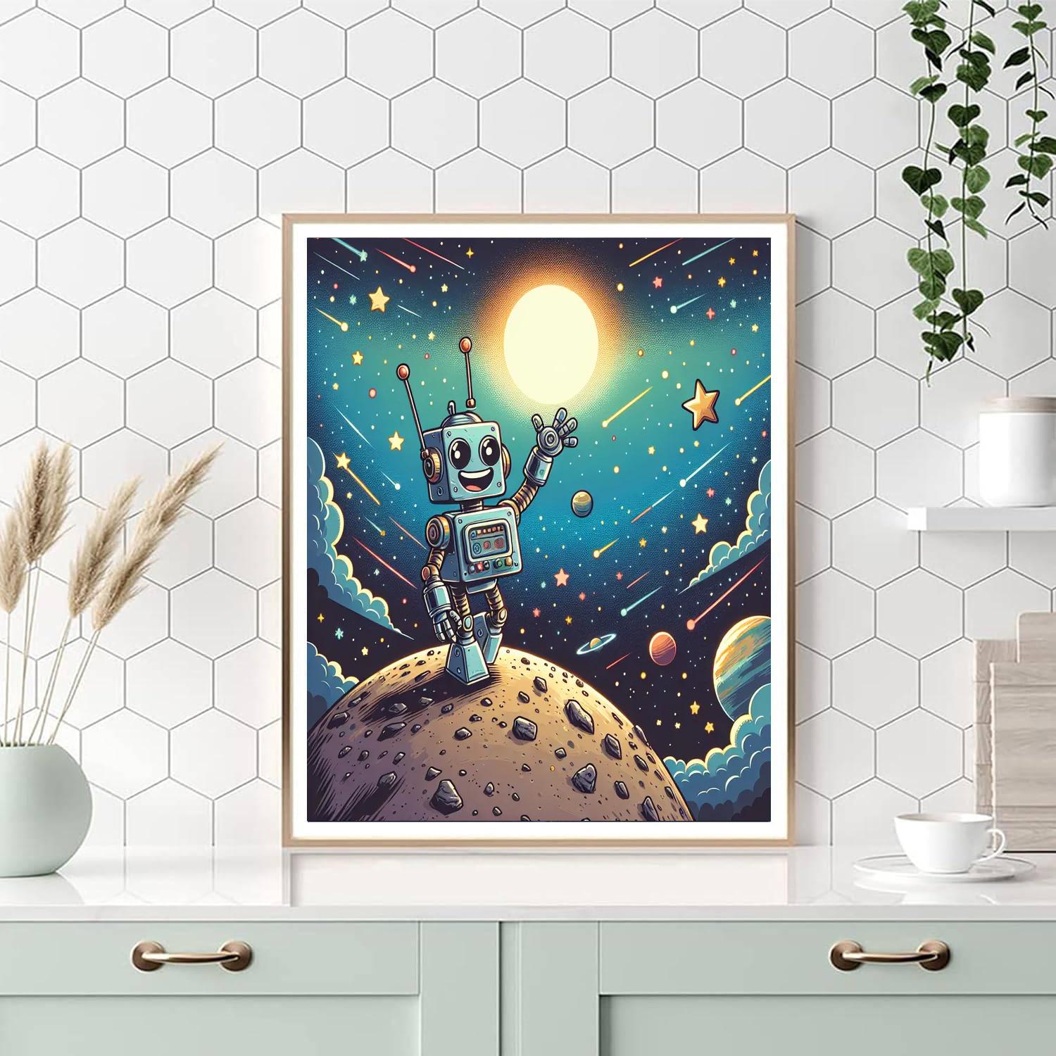 Robot And Space Explorer Painting Number Kit