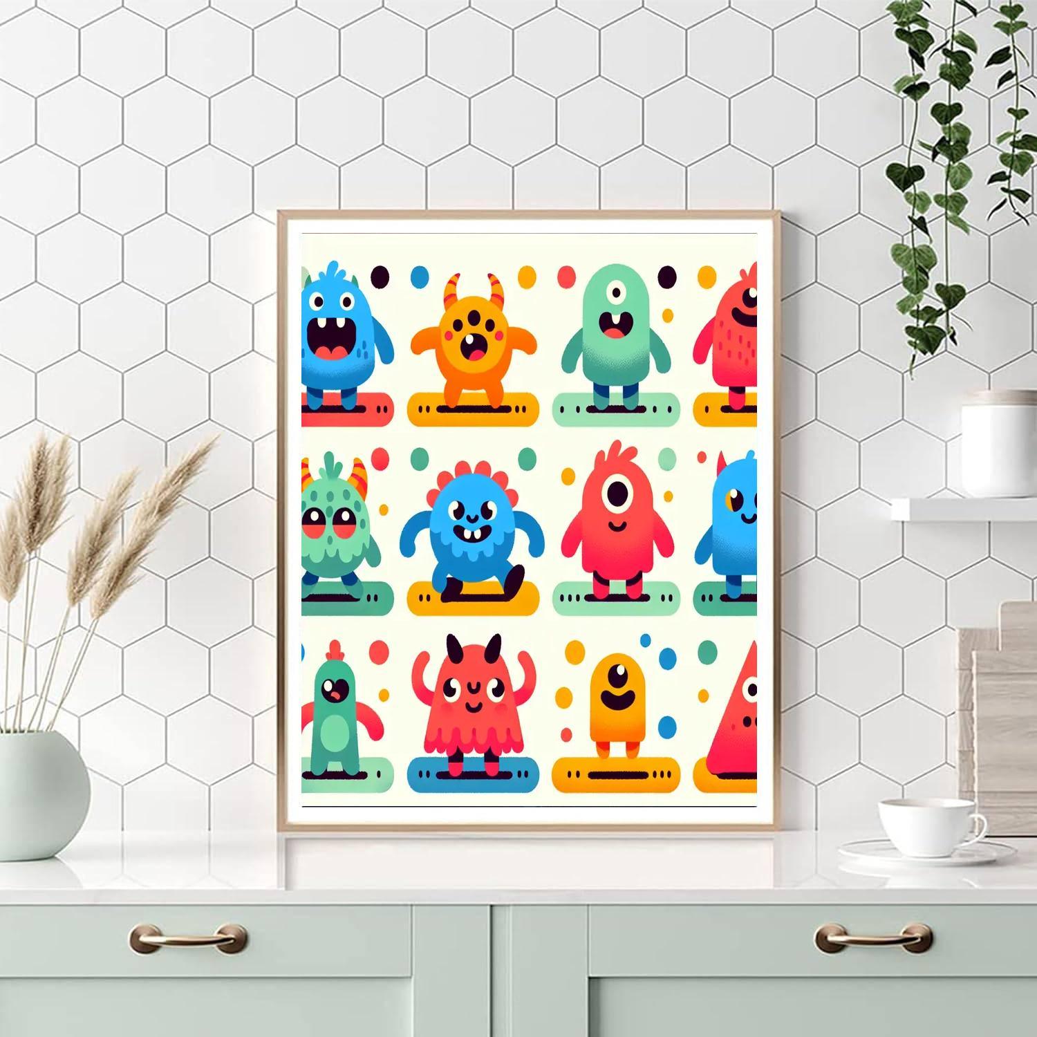 Friendly Monster Gathering DIY Paint By Numbers
