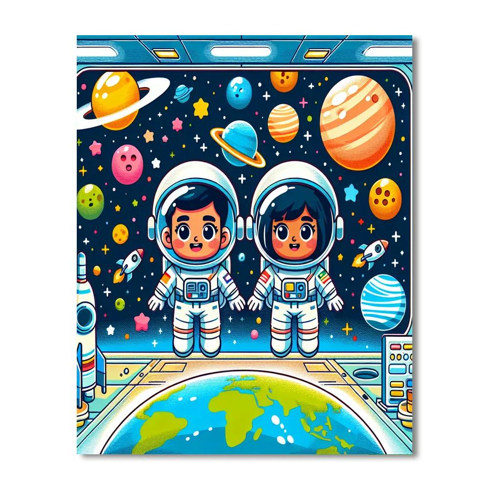Space Station Fun Number Painting