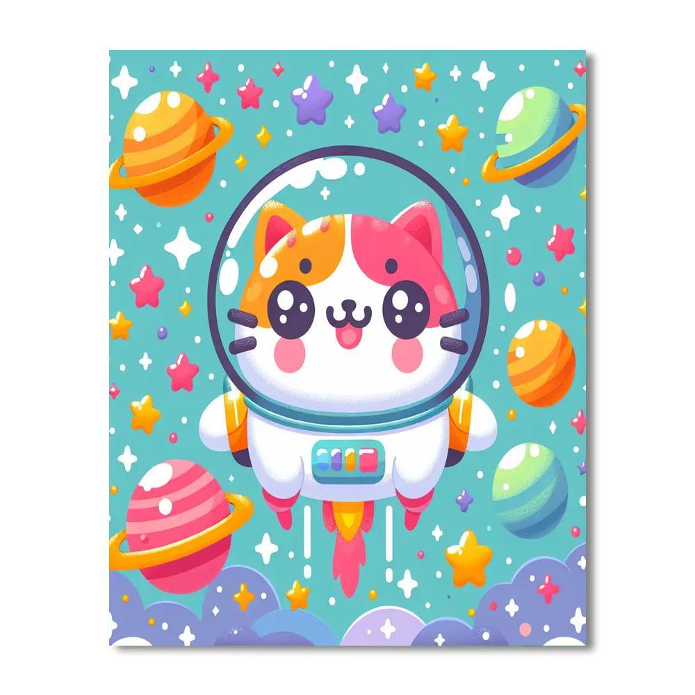 Funky Space Explorer Cat Numbered Painting Kits