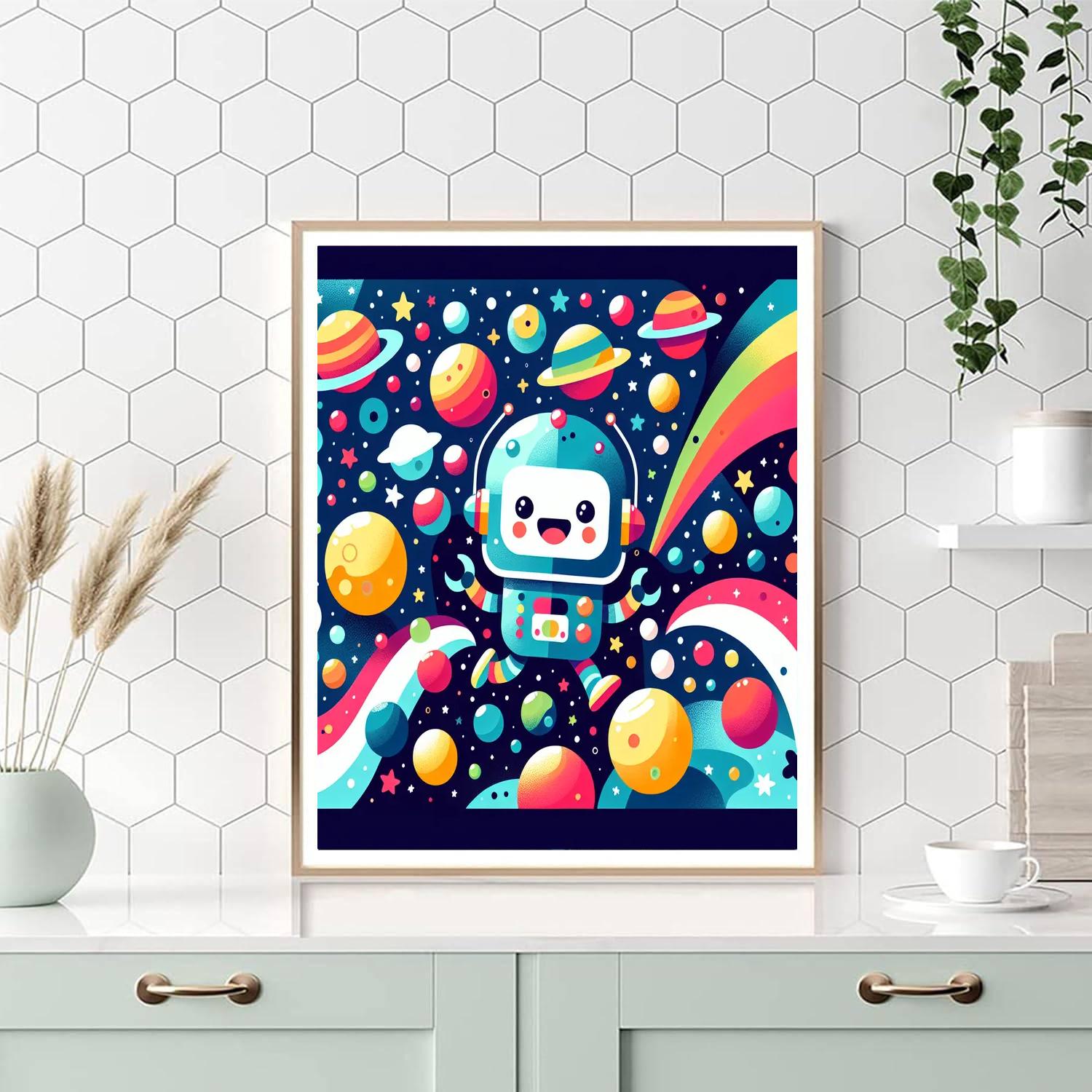Space Robot Exploration Painting Number Kit