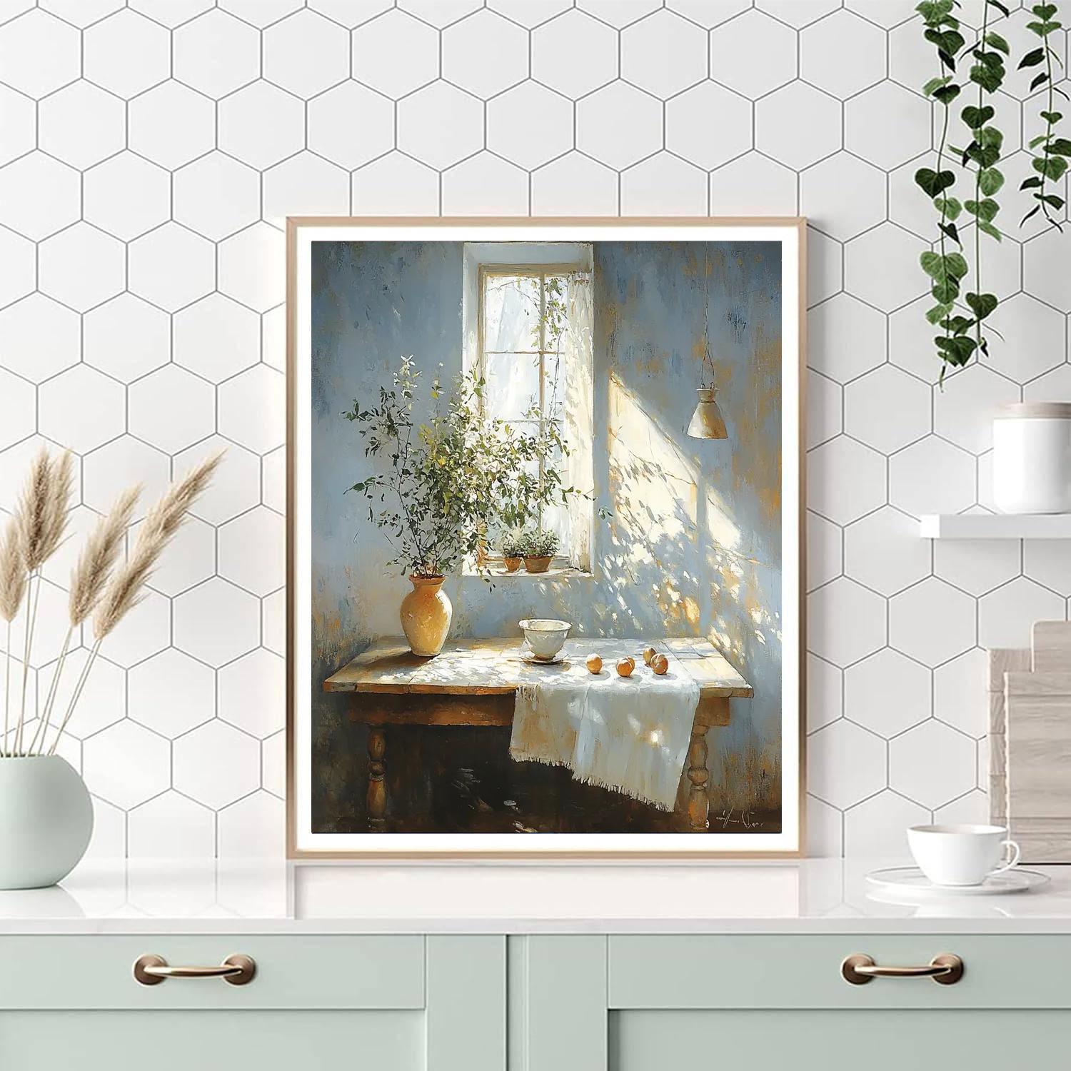Johannes Vermeer Inspired Vermeer's Sunlit Serenity  Numbered Painting Kits