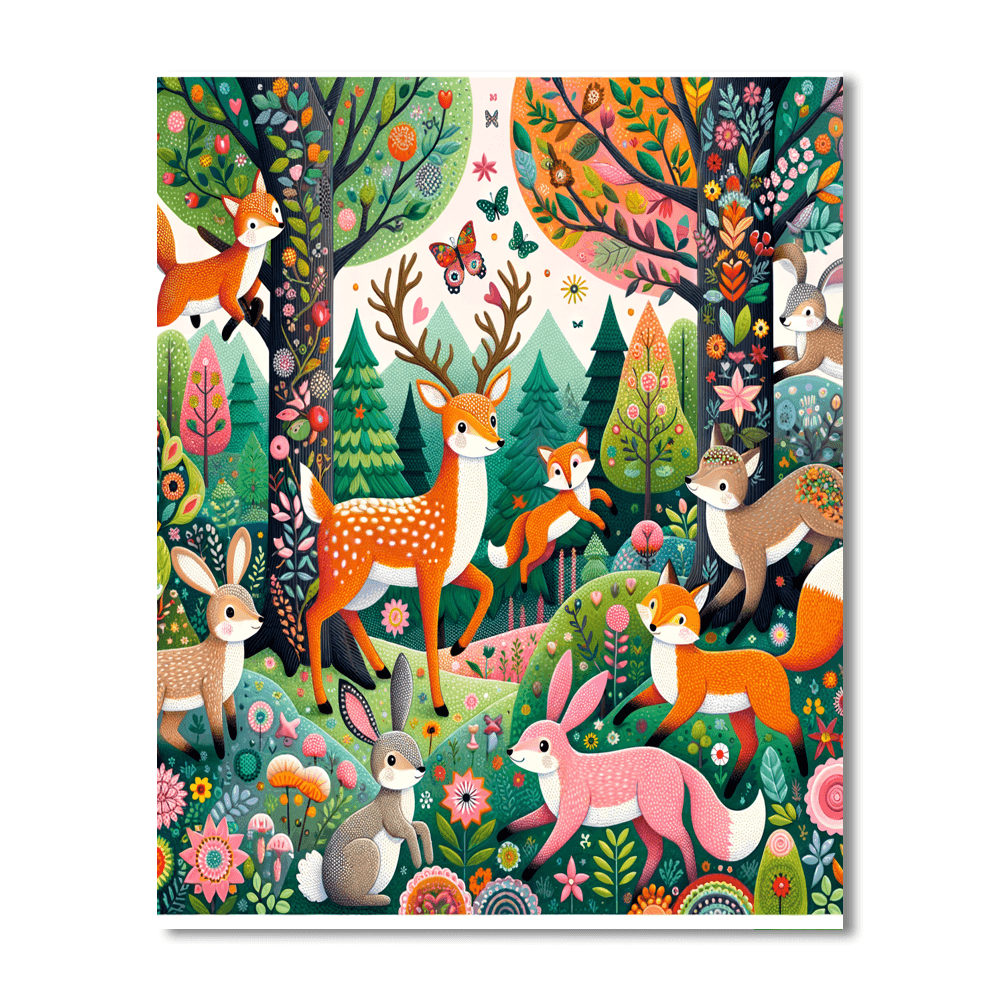 Cheerful Woodland Adventure Paint By Number