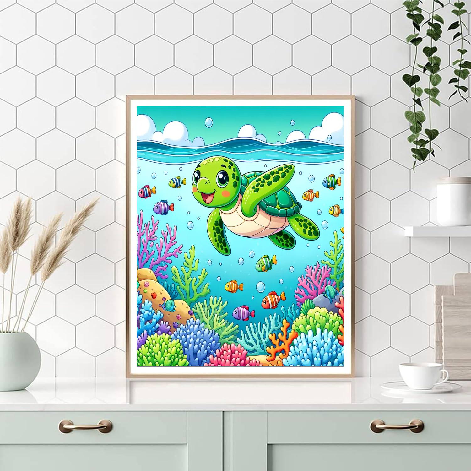Sassy Sea Turtle Number Painting