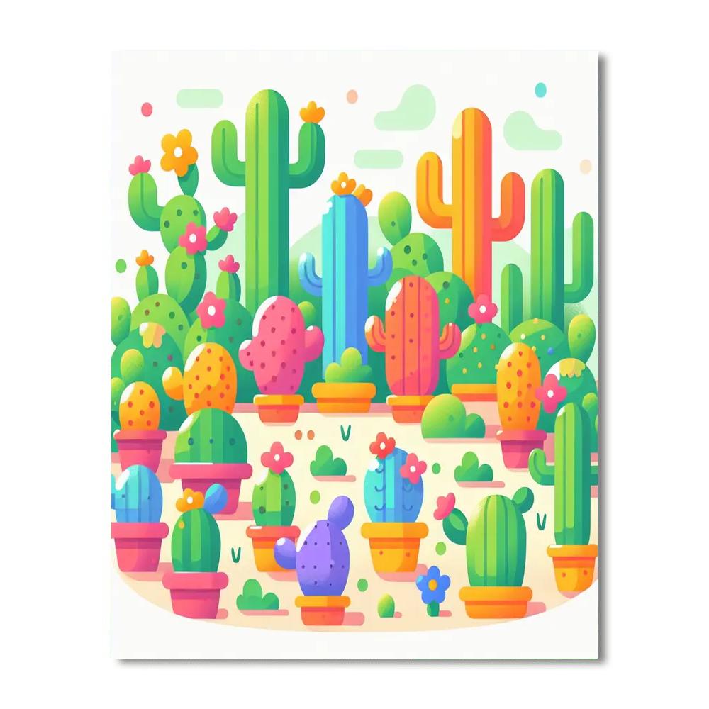Happy Cactus Garden Numbered Painting Kits