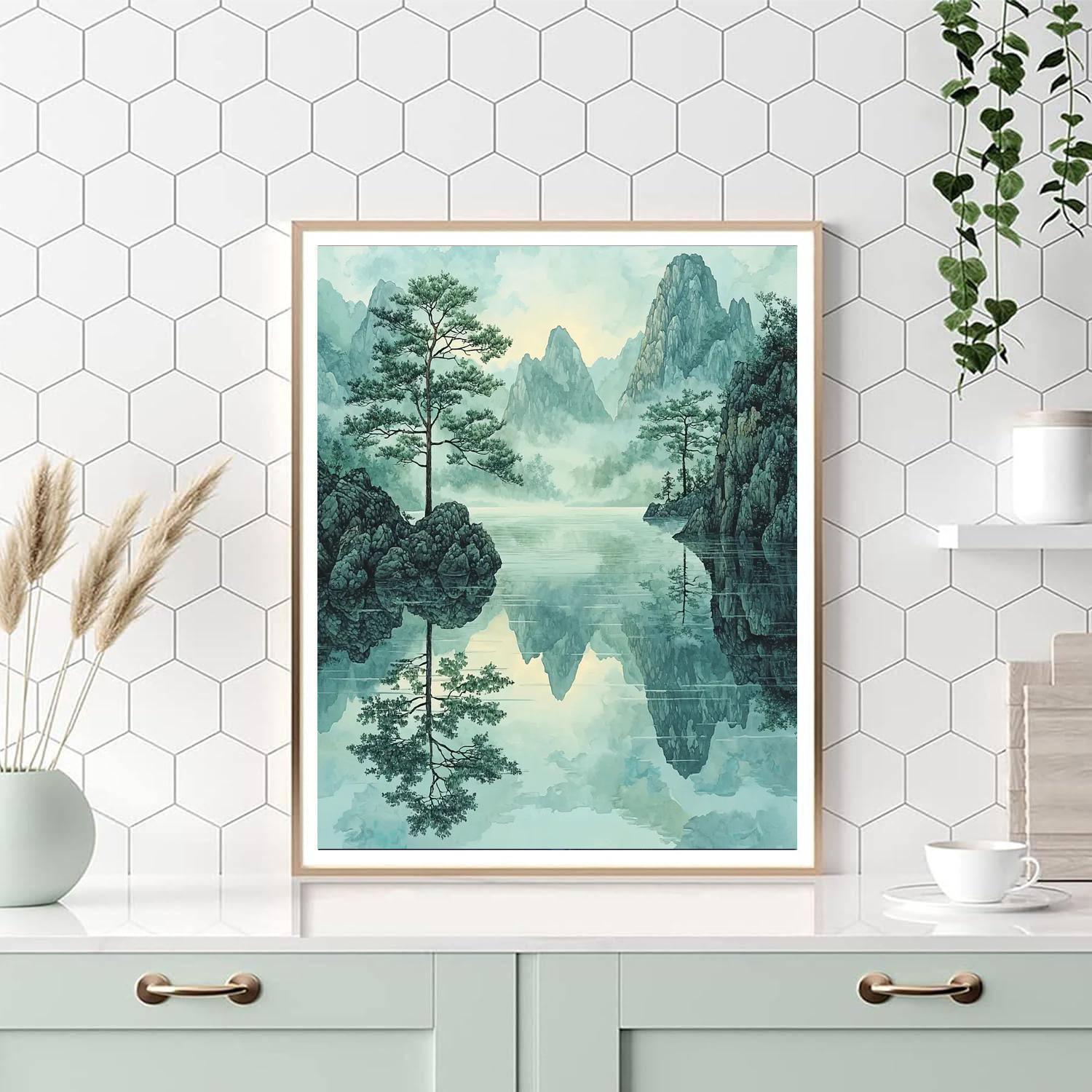 Zhao Mengfu Inspired The Serenity Of Reflections  Painting By Numbers Kit