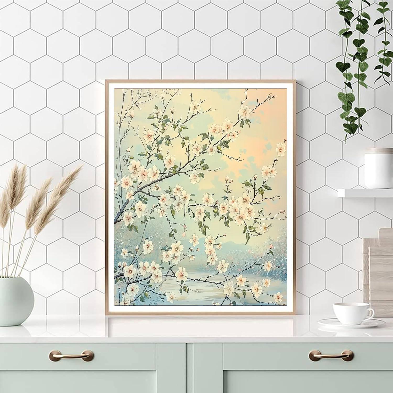 Hiroshige Inspired Eternal Blossom Serenity  Paint By Numbers Art