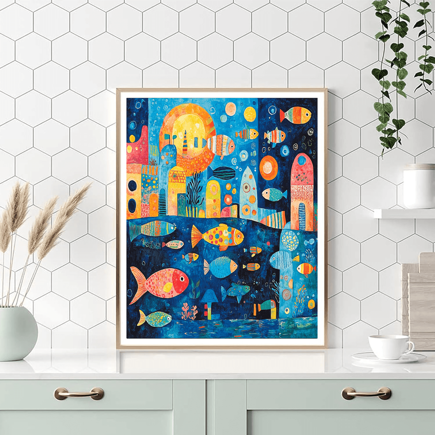 Paul Klee Inspired Funky Fish  DIY Paint By Numbers