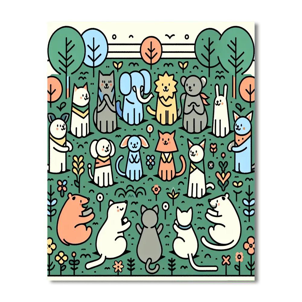 Harmonious Garden Gathering Paint By Numbers Art