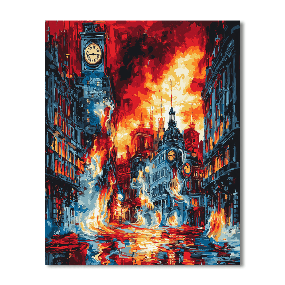 Salvador Dali Inspired Fantastical Metropolis Dreamscape  Numbered Painting Kits