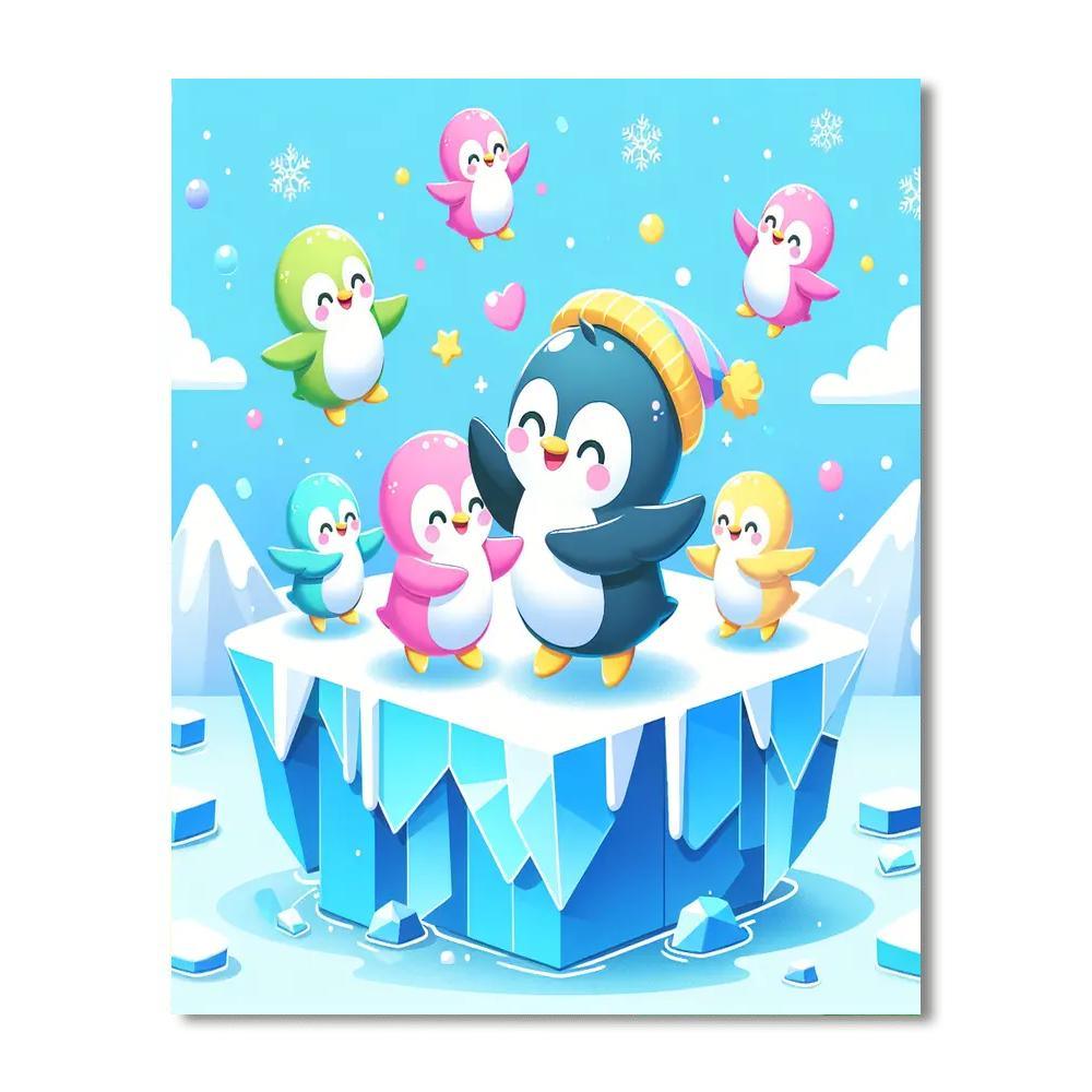 Dancing Penguins On Ice DIY Paint By Numbers