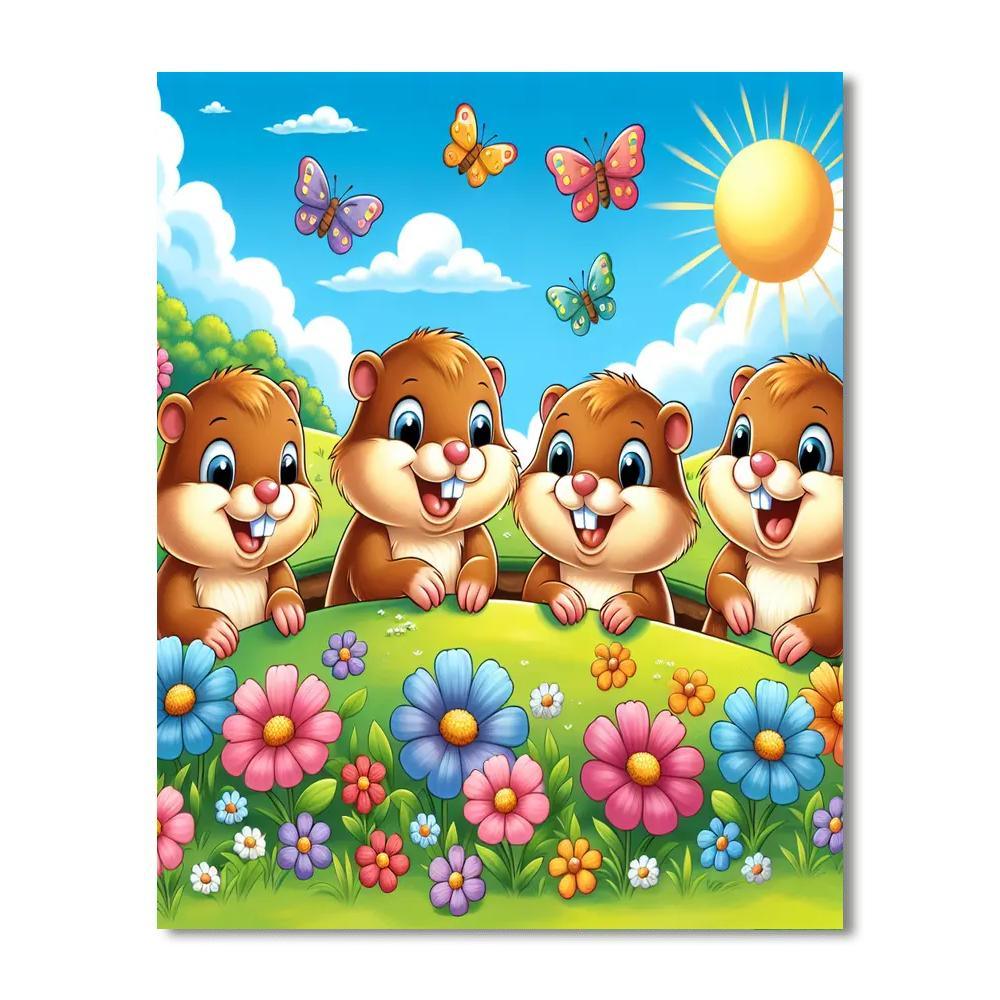 Giggling Gophers Paint By Numbers Art