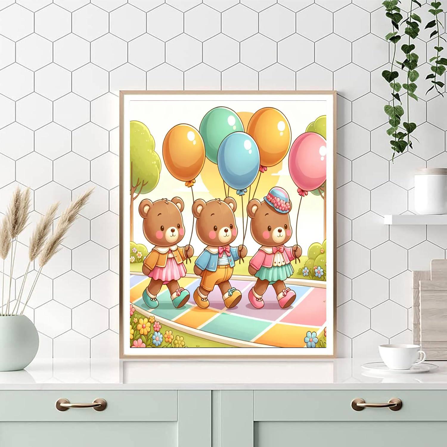 Jolly Teddy Bear Parade Paint By Numbers Art