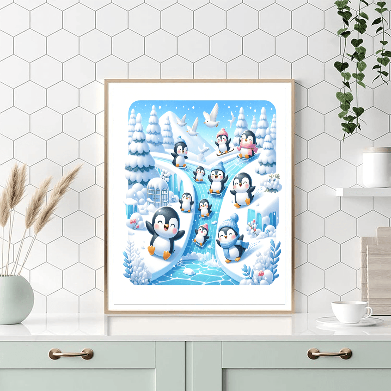 Playful Penguins On Ice DIY Paint By Numbers