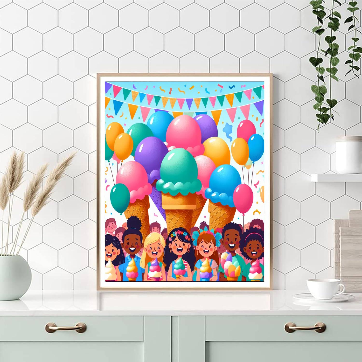 Ice Cream Party Fun Number Painting